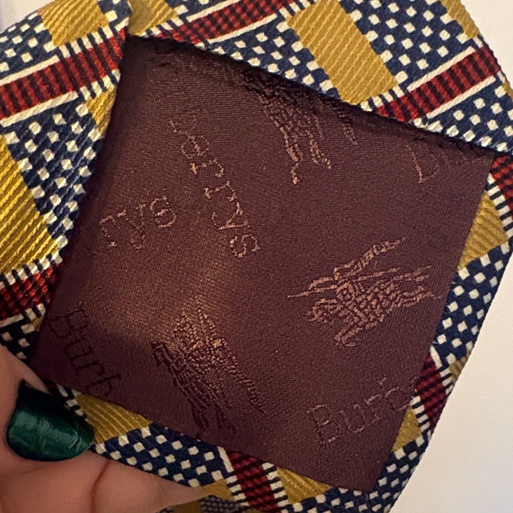 Burberrys of London Vintage Silk Hand Sewn Geometric Checkerboard Necktie Tie - Picture 4 of 12